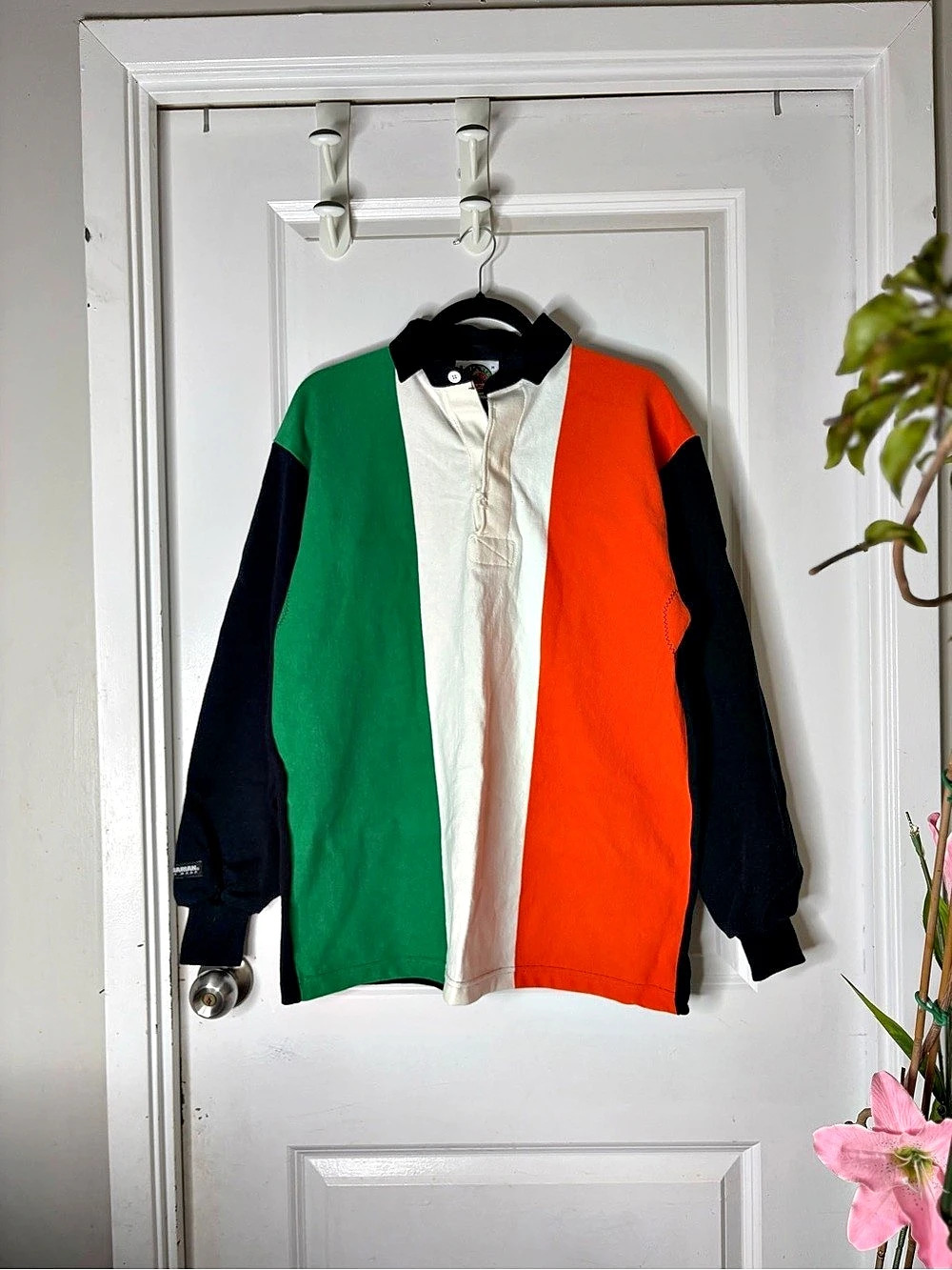 🏉 Vintage Barbarian Rugby Wear Ireland Flag Heavy Cotton Rugby long sleeve M
